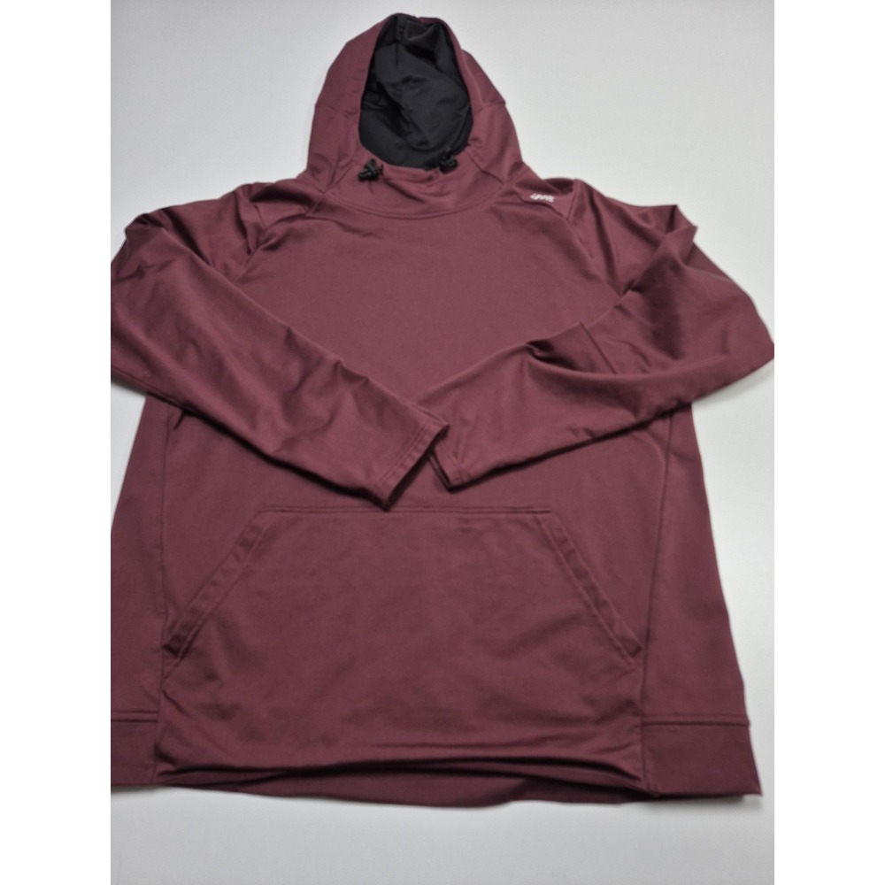 UNRL Hoodie Mens Medium Red Fleece Pullover Kangaroo Pocket Performance Logo